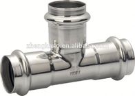 Equal Tee Type Stainless Steel Press Fittings Durable Groove Connection